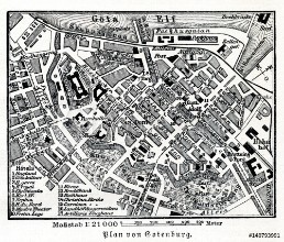Bild på Map of Gothenburg Gteborg Sweden from Meyers Lexikon 1895 7784